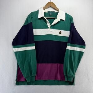 Vintage Knights Rugby Shirt Mens Large Blue Teal Colorblock Embroidered Logo 90s